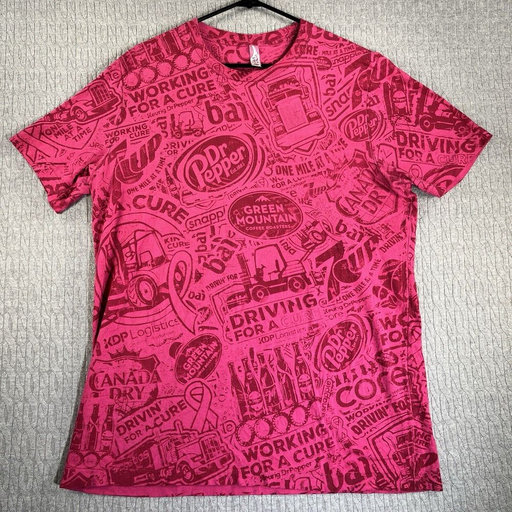 Bella Canvas‎ Dr Pepper Snapple Group T Shirt Mens XL Pink All Over Print Promo